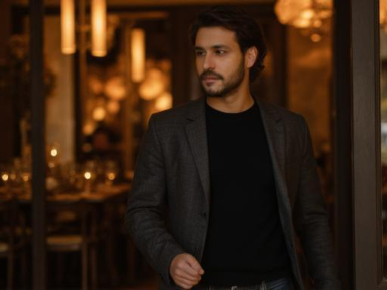 First date outfit essentials for men 2026 — confident man entering upscale restaurant